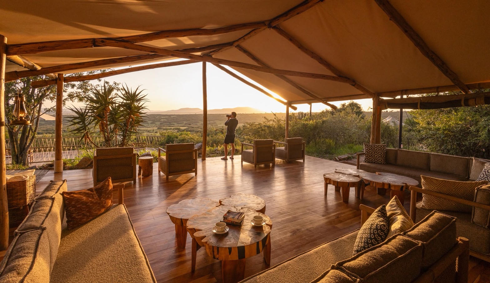 Camp lounge at dusk